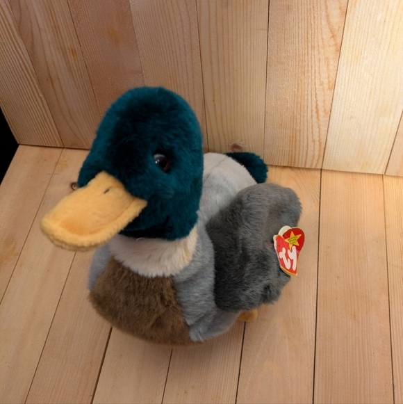 Ty Other - TY Plush Duck Stuffed Animal - Green and Brown